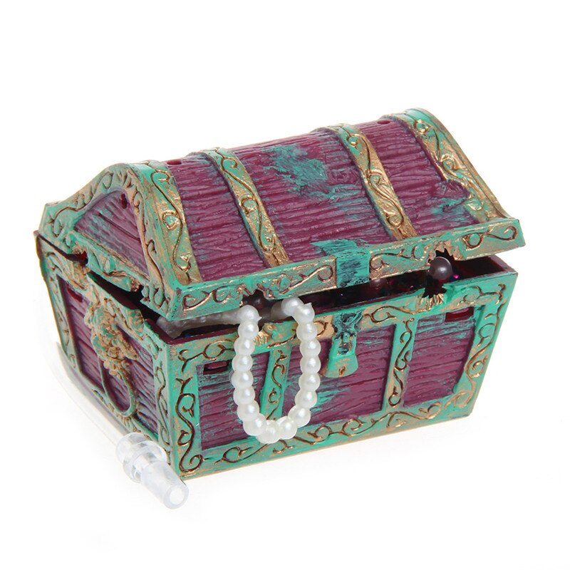 Treasure Chest Shaped Aquarium Air Action Ornament Fish Tank Aquascaping Decor: Red