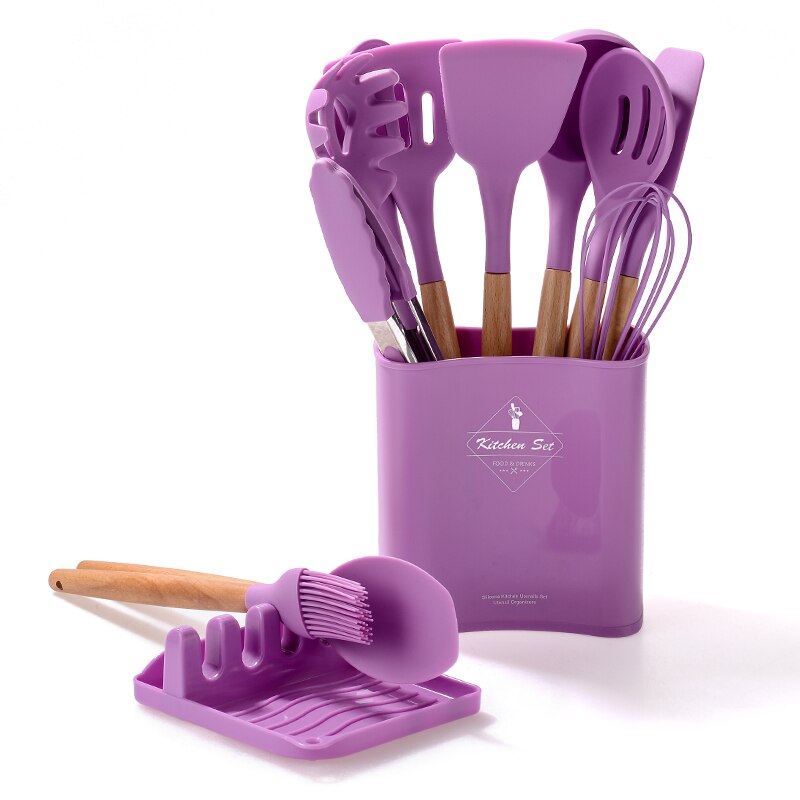Silicone Keukengerei Set Bpa Gratis Hittebestendig Koken Bakken Tools Gadgets Keukengerei Met Container: 12 with Container13