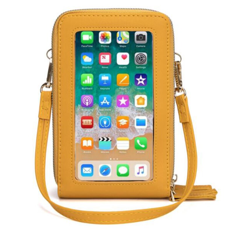 Bolso multifunción para teléfono móvil, bandolera transparente con correa para el hombro, para el pecho, monedero, bandolera de mujer