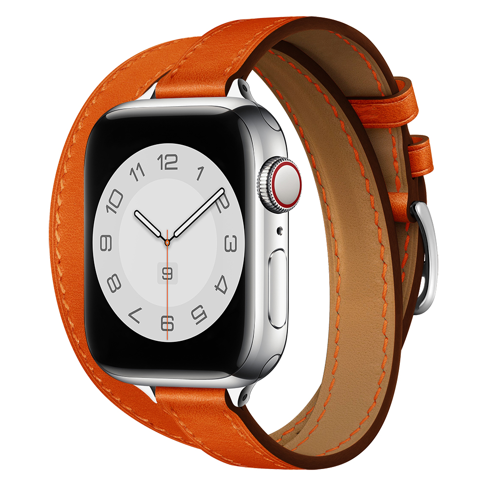 Leren band voor Apple Watch Band 40 mm 41 mm 44 mm 45 mm 49 mm 38/42 mm correa IWatch Series 8 7 6 SE 5 4 Ultra vervangende armband: Black Yellow / 14mm