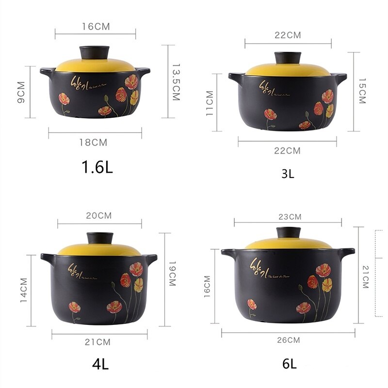 Korea Keramische Braadpan Soeppan Kleine Bloem Geel Deksel Stoofpot Steelpan Koken Gereedschap Huishoudelijke Keuken Levert Grote Kookpot