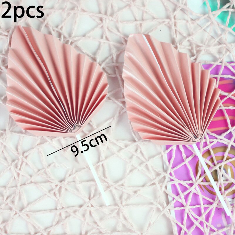 Éventail de décoration de gâteau en papier, chapeau, doré, pliable, pour fête d&#39;anniversaire,: 2pcs-pink