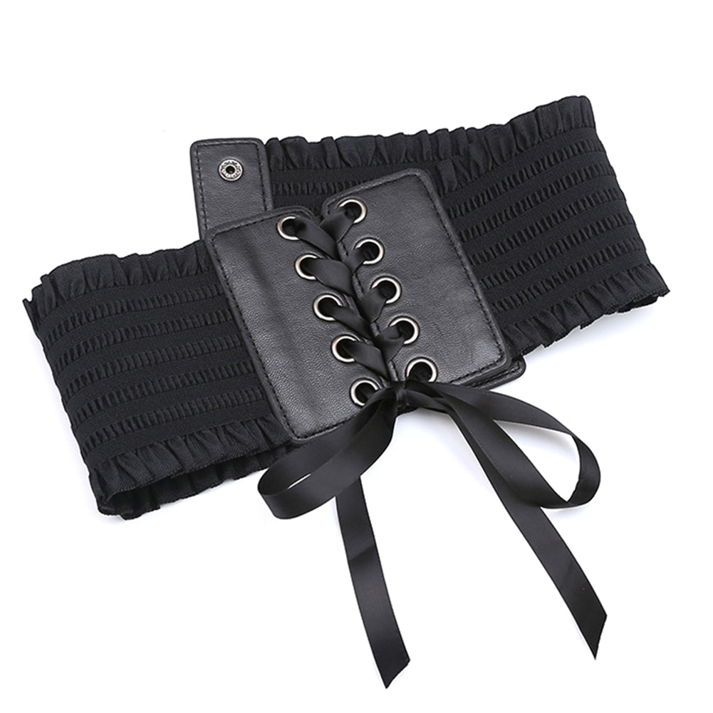 Vrouwen Dames Mode Stretch Riem Kwasten Elastische Gesp Brede Jurk Corset Tailleband