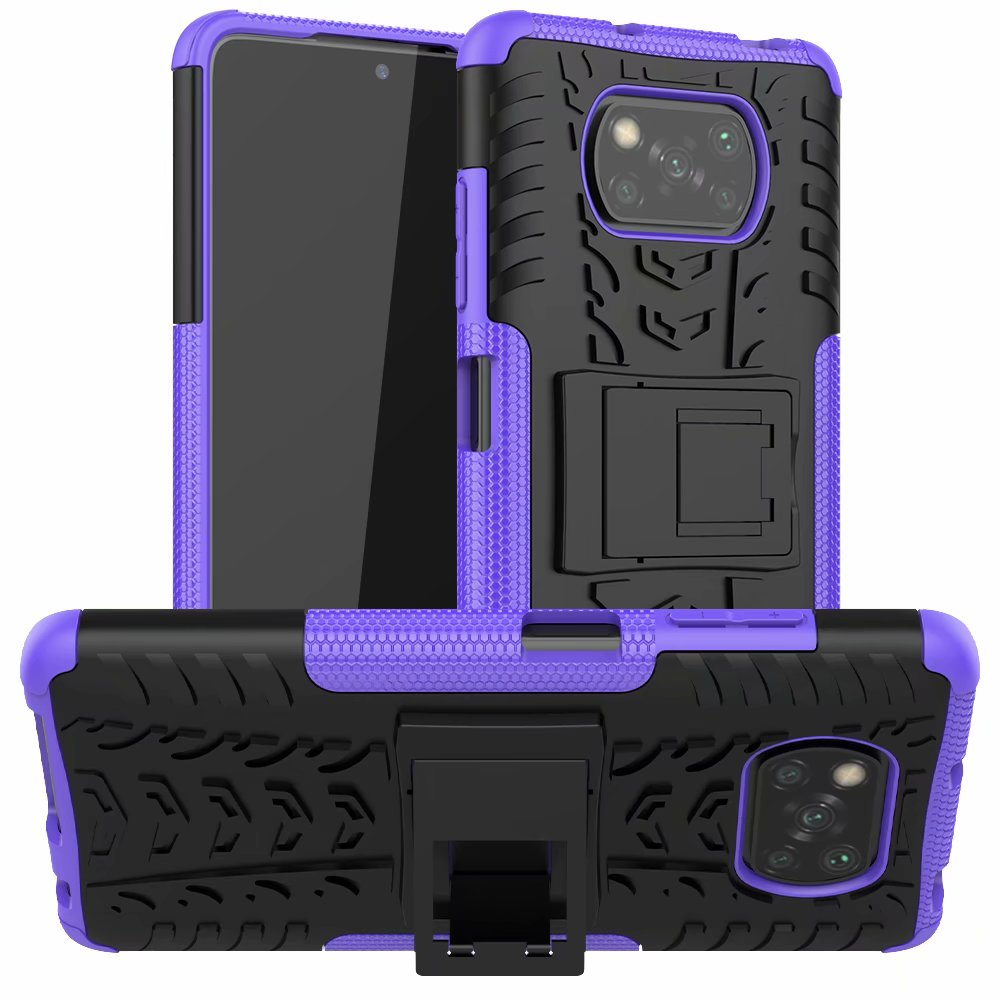 Armor telefoonhoesjes voor xiaomi poco  x3 nfc-hoesje + gehard glas, zachte pc-gel, hybride bescherming, siliconen harde hoes: Paars / Enige geval