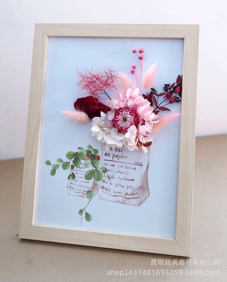Bolsa de material flor seca marco de foto estereoscópica DIY material bolsa decoración de pared seca foto de flores marco Mesa fabricación de velas: XA4 31