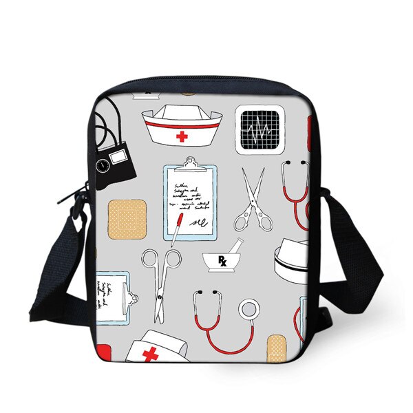 Thikin tryckt tecknad sjuksköterska axelväska för barn pojkar mini fyrkantiga budväskor barn resor crossbody versipacks: Klar