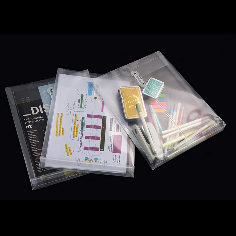 12 Pack Clear Plastic Envelopes Poly Envelopes Expandable Files Document Folders with Button &amp; String Tie Closure A4