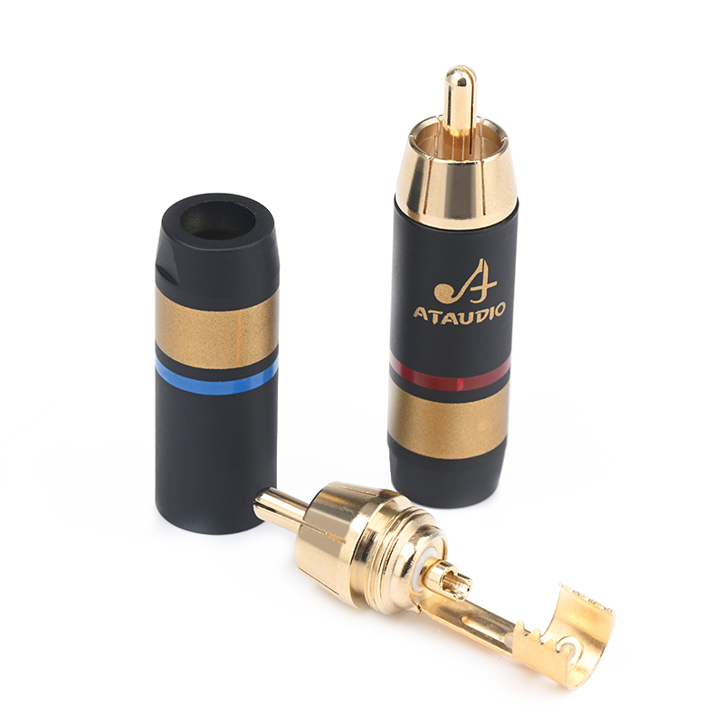 4 Uds conector RCA de alta fidelidad conector macho RCA chapado en oro de para soldadura de Cable de Audio RCA