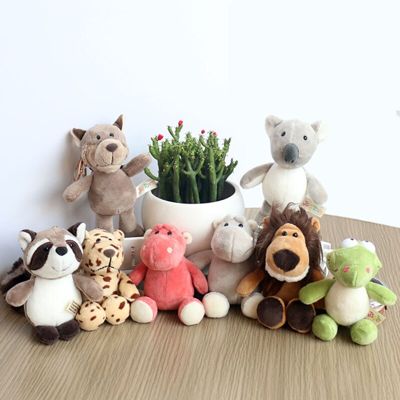Cute Cartoon Animal Plush Keychain 15Cm Turtle Elephant Tiger Lion Hippo Raccoon Bulldog Bulldog Cat Penguin Monkey Plush Toy