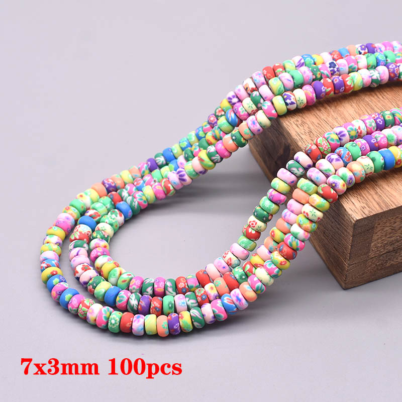 Cuentas de arcilla polimérica de 6/8/10mm, cuentas con estampado de flores, cuentas redondas sueltas para hacer joyería, pulsera DIY: Castaño