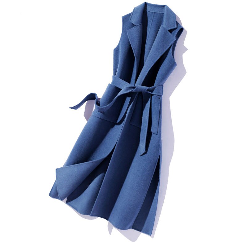 Våren kvinnor kontor dam kappa kvinnlig brittisk stil ärmlösa kavajer kausala kostymer lång jacka väst  a23