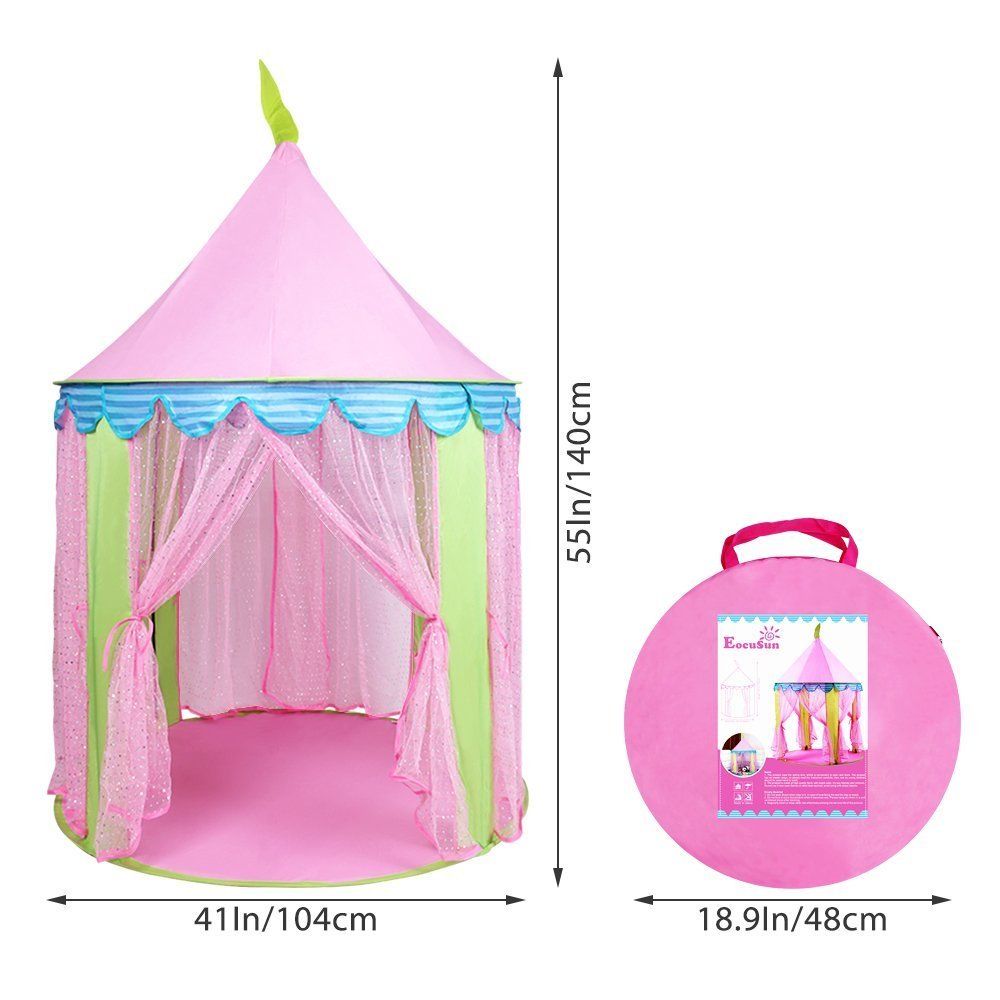 Girls Princess Castle Play Tent Fairy Castle Tent Cute Playhouse Children Kids Outdoor Toys 1X1.35M Dome Toy Tents Pink