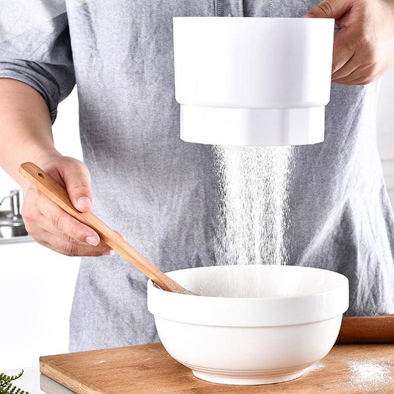 Electric Flour Sieve Plastic Cup Shape Mechanical Hand-Held Sifter Shaker Cakes Sugar Mesh Sieve Baking Tools Kitchen Gadgets