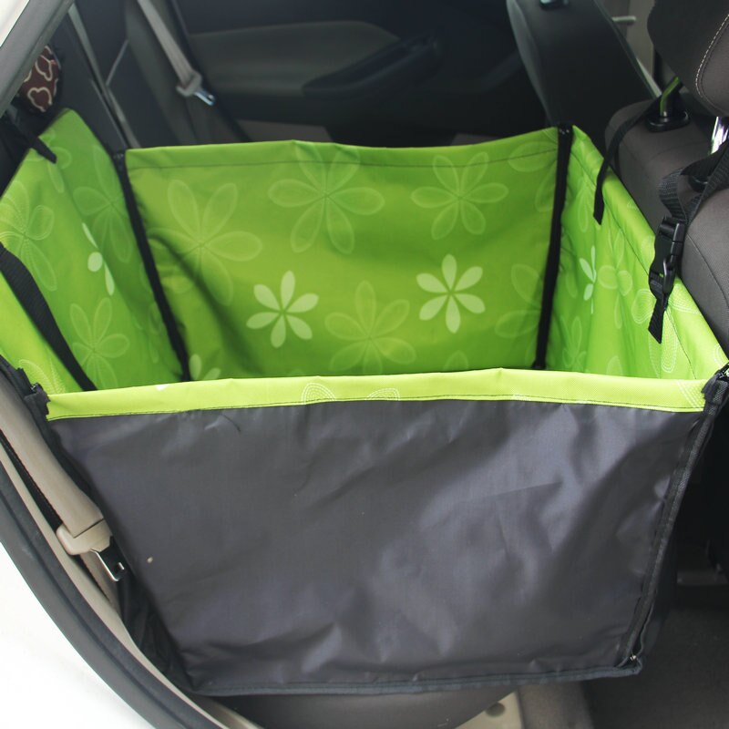 HJKL Pet Carrier Hond Auto Back Seat Carrier Cover Pet Dog Mat Deken Cover Pet Mat Hangmat Kussen Protector Hond accessories85: Green flower