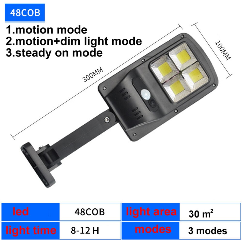 120 led solcellelampe vandtæt solar natlys bevægelsessensor veranda sti gadehegn havetrapper væg korridor nødsituation scon: Yx03-48 cob -3m- nr / 2 stk lamper