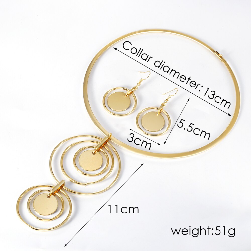 VIVILADY, conjuntos de joyas circulares de para mujer, Gargantilla de cristal, collar, pendientes, Boho, de boda, nupciales