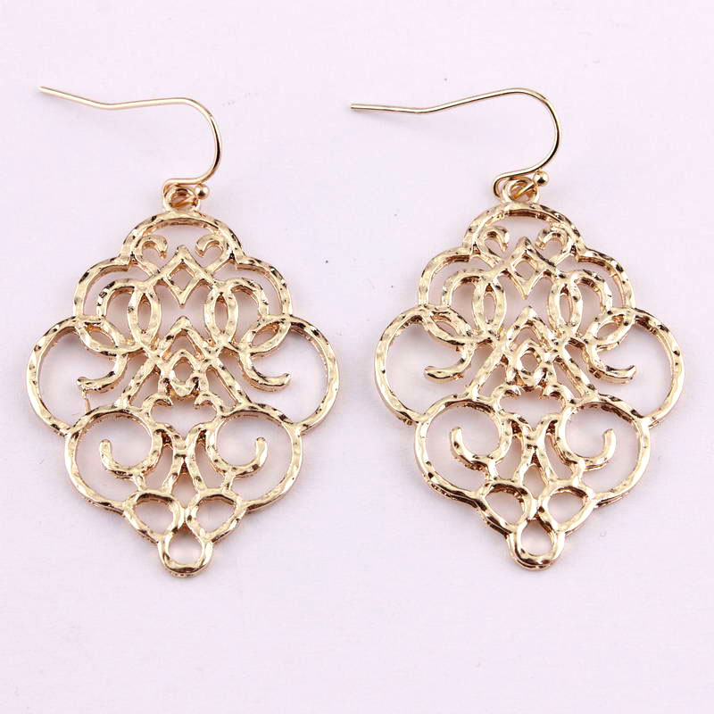 Vintage bohemiska guld filigran marockanska statement dangle örhängen för kvinnor enkla smycken örhängen