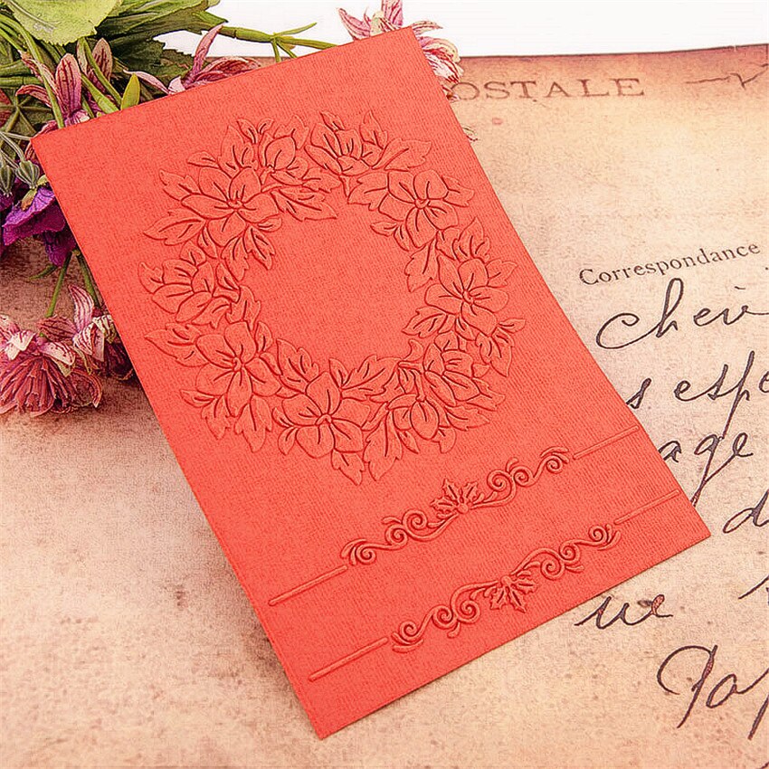 12.6x17.8cm leaf wreath Embossing folders Plastic bump Scrapbooking DIY Template Fondant indentation Cake Photo Album Card Makin