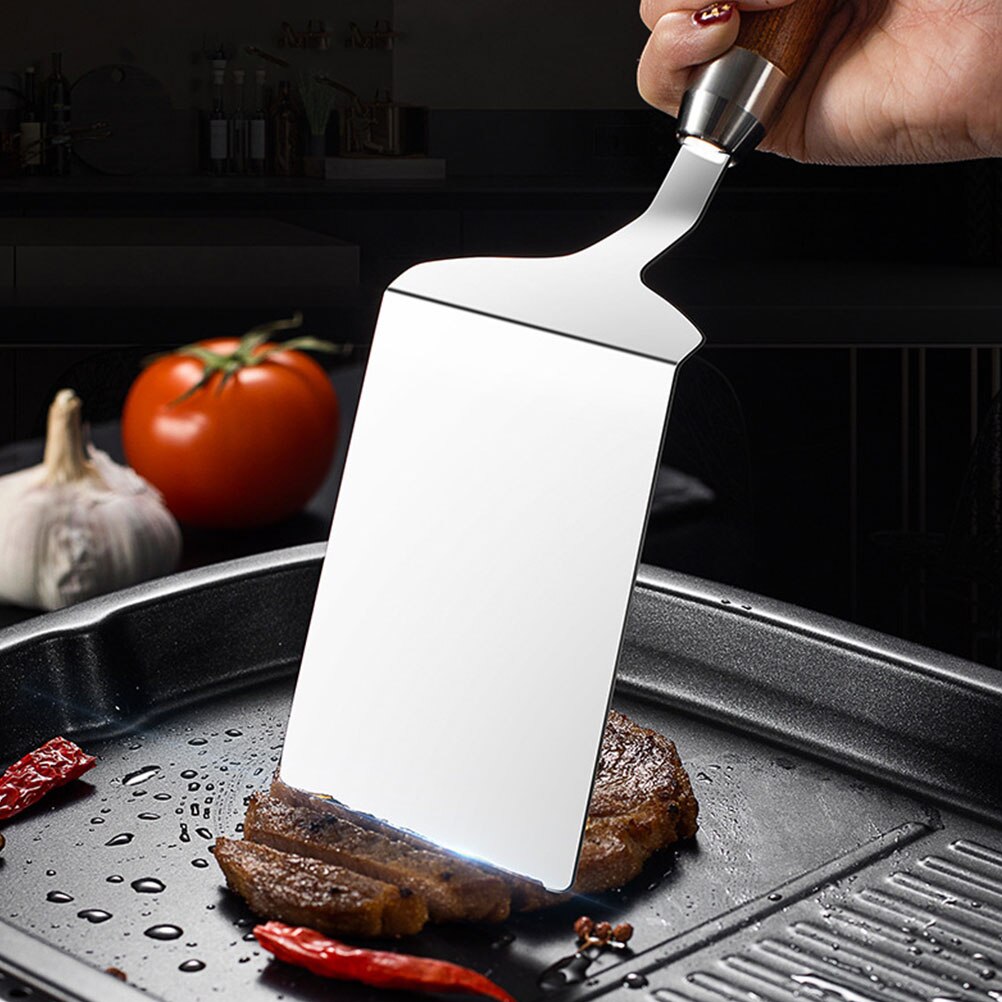 1Pc Stainless Steel Steak Turner Kitchen Tool Pizza Turner Flipper (Silver)