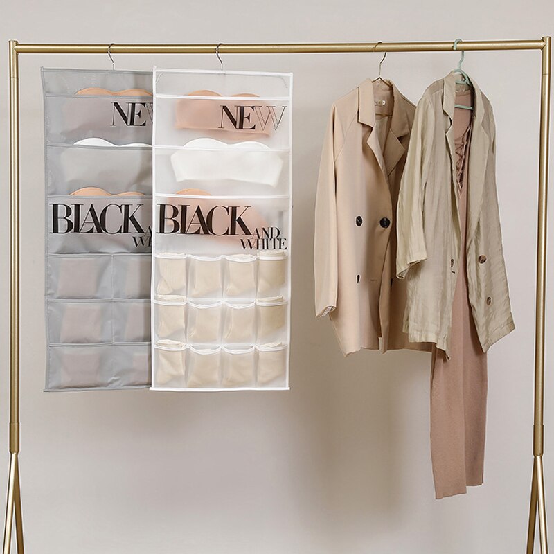 Organizador colgante para ropa interior, bolsa de almacenamiento plegable para armario, calcetines, sujetador, percha para el hogar