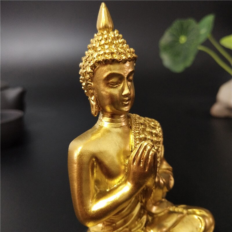 Statue de bouddha en or thaïlandais feng shui, Sculpture de méditation, en résine, artisanat, décoration de jardin pour la maison