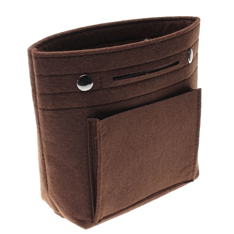 Felt Cosmetic Bag Travel Accessories Makeup Storage Organizer Purse for Women Portable Handbag Wash Toiletry Pouch: Brown