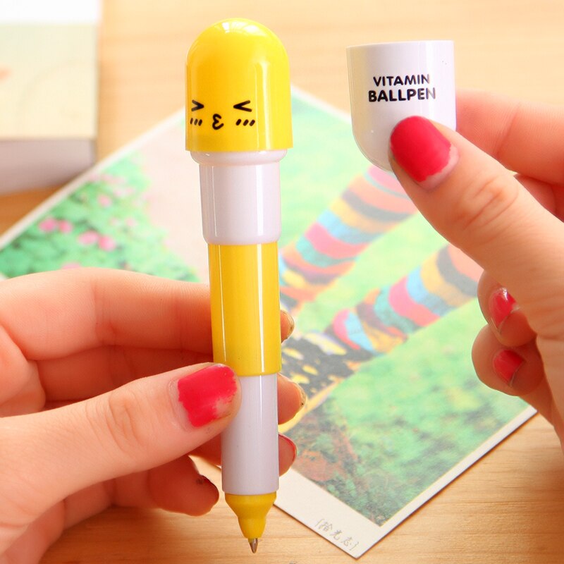 1 PCS Vitamin Capsule Ballpoint Pen Office Accessories Material Escolar School Supplies Kawaii Novelty Plastic Ball Pen