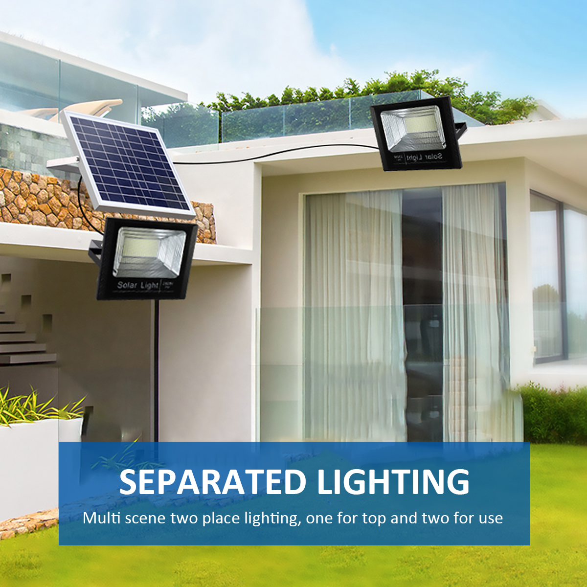 Luces solares para exteriores, luz LED de pared, foco de edificios, lámpara impermeable IP67, iluminación de emergencia para Patio