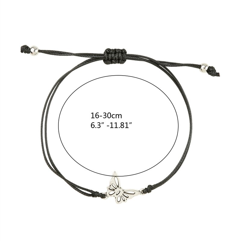 2 pçs/pçs/set correspondência pulseiras oco borboleta charme corda de mão para casal mãe filha cordão ajustável presente significativo