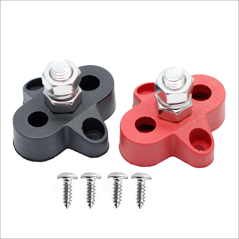 M6 M8 48V Junction Block Bus Bar 5/16" Terminal Block Insulated Dual Heavy Duty Power Distribution Stud Positive Negative RV