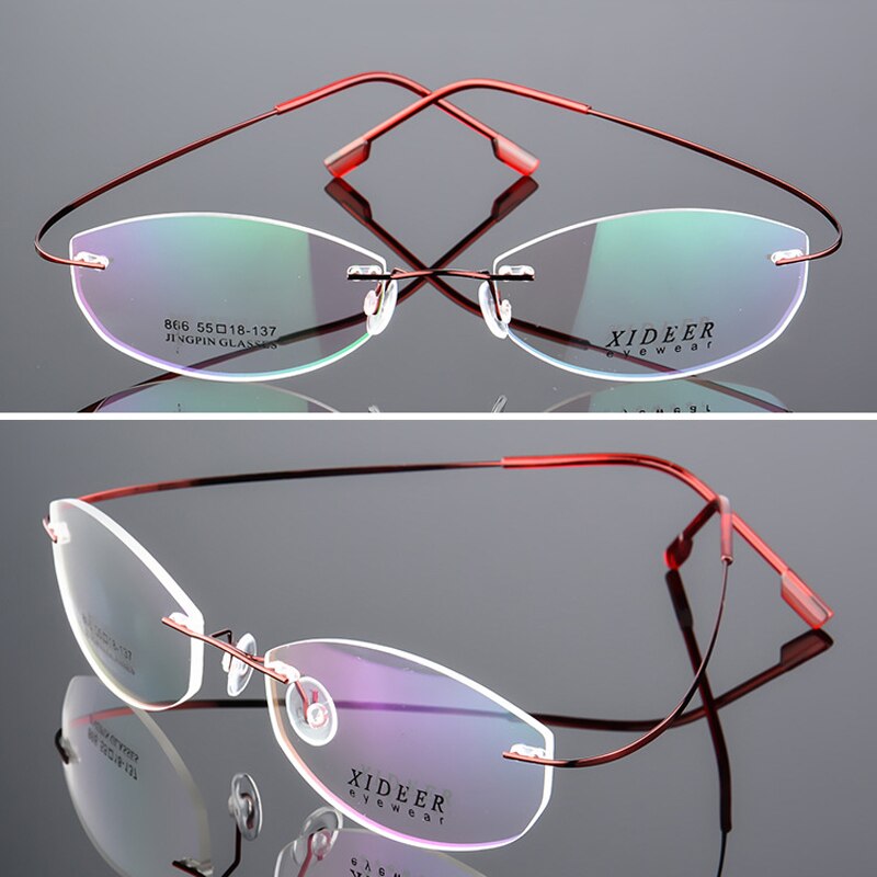 Rimless Glasses Ultralight Eyeglasses Frames Memory Titanium Rimlessnearsighted glasses Women Presbyopic Eyeglasse Brand: D