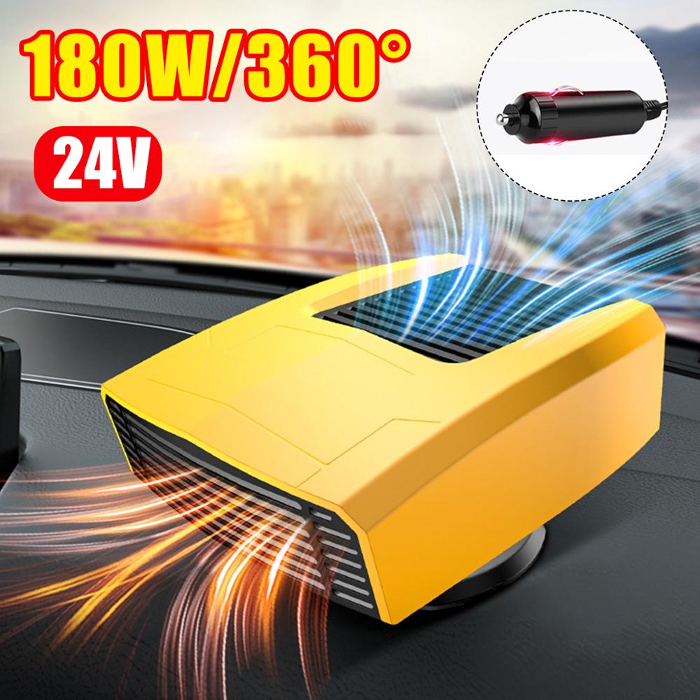 12V 24V 500W Car Heater Portable 360° Adjustmen 4 IN 1 Electric Heater Cooling Fan Air Purifier Windscreen Defogging Defrost: Yellow-24V
