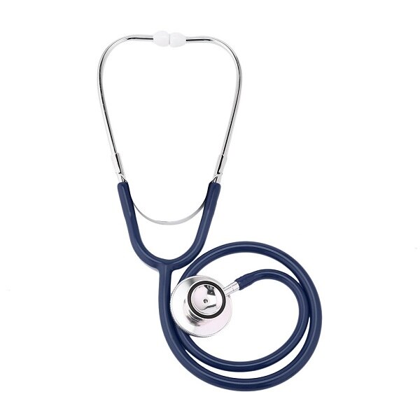 Dobbelt dobbelt hoved stetoskop enkelt rør læge sygeplejerske kardiologi stetoskop aluminiumslegering bryststykke sundhedspleje: Blå