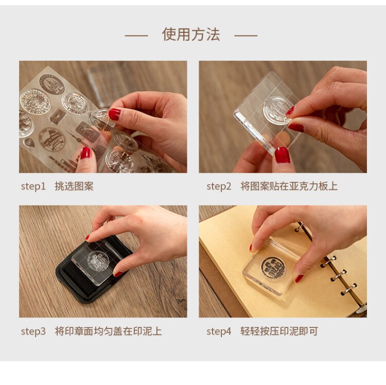 Crystal Acrylic Stamp Block Transparent Seal Decorative Stamp Accessories Plexiglass School Supplies DIY