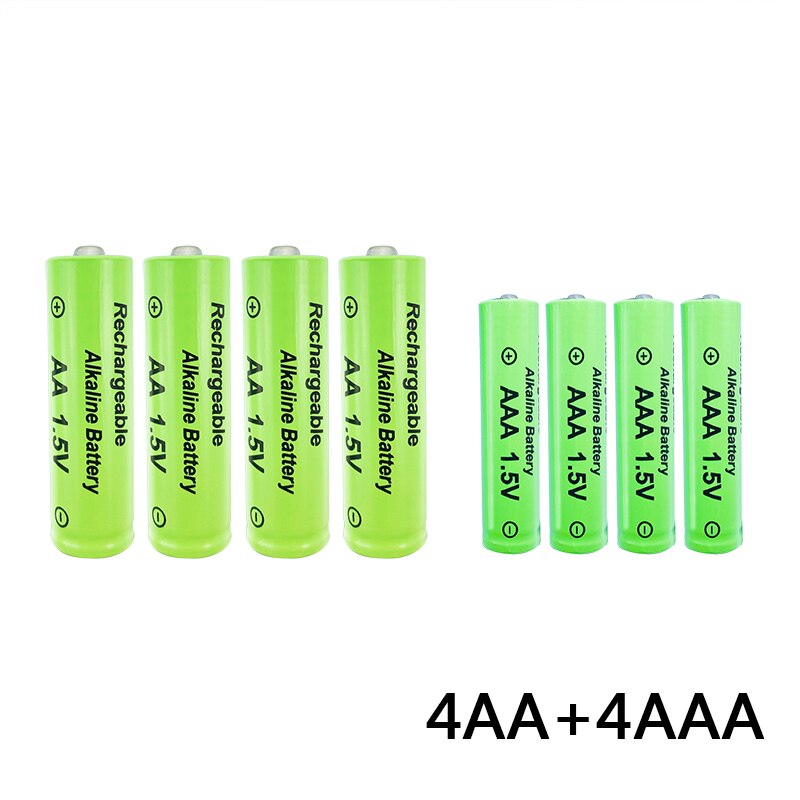 AA + AAA rechargeable AA 1.5V 3800mAh/1.5V AAA 3000mah Alkaline battery flashlight toys watch MP3 player replace Ni-Mh battery: 8pcs