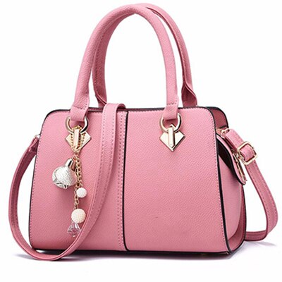 vrouwen hardware ornamenten solid totes handtas lady party purse casual crossbody messenger schoudertassen: Pink