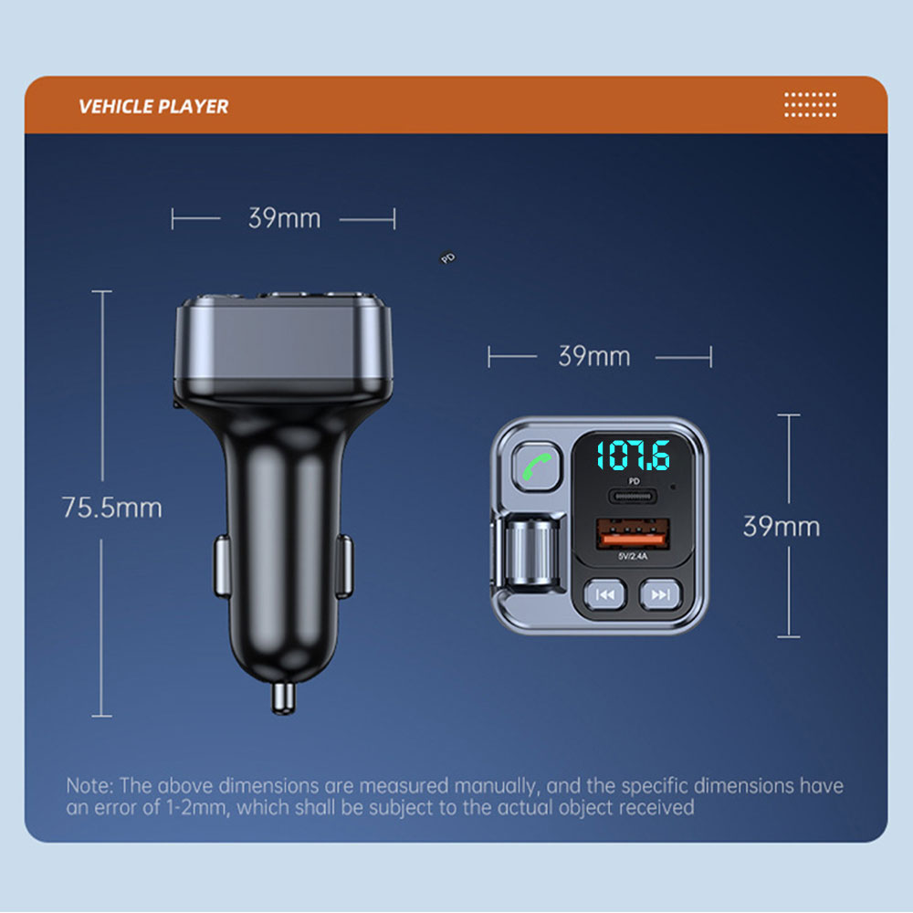 2.4a caricabatteria per auto bluetooth 5.1 fm trasmettitori 20w adattatori di ricarica rapida pd autoradio con microfono per vivavoce wireless  mp3 lettori