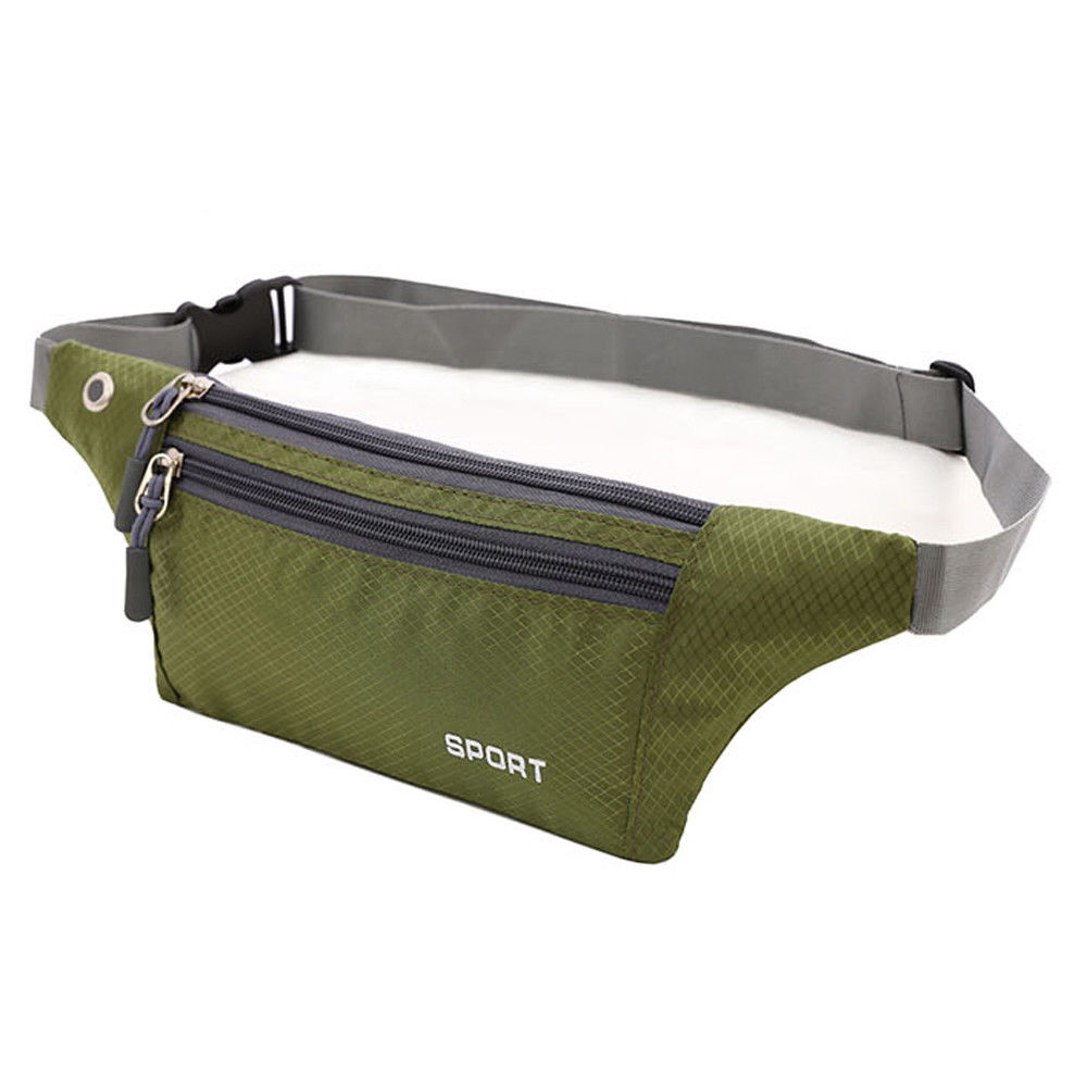 Men Women Waist Fanny Pack Belt Bag Phone Pouch Travel Sport Hip Purse Wallet Waist Packs Zip Bags: Army Green