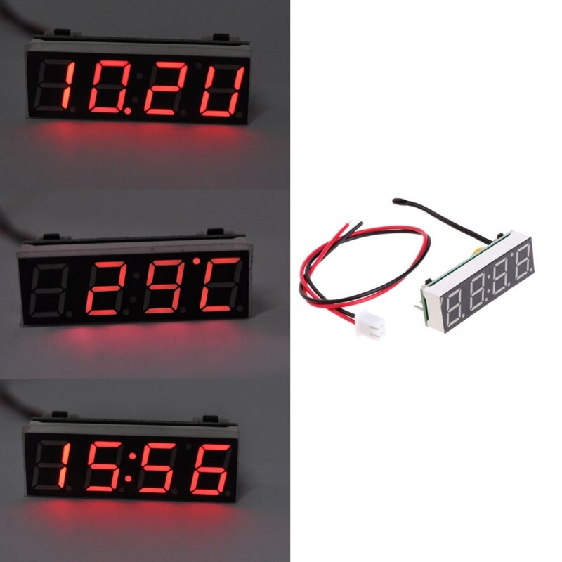 Reloj electrónico Digital LED para coche, medidor de temperatura, voltaje 3 en 1, 12V, 5-20V, W91F, útil,