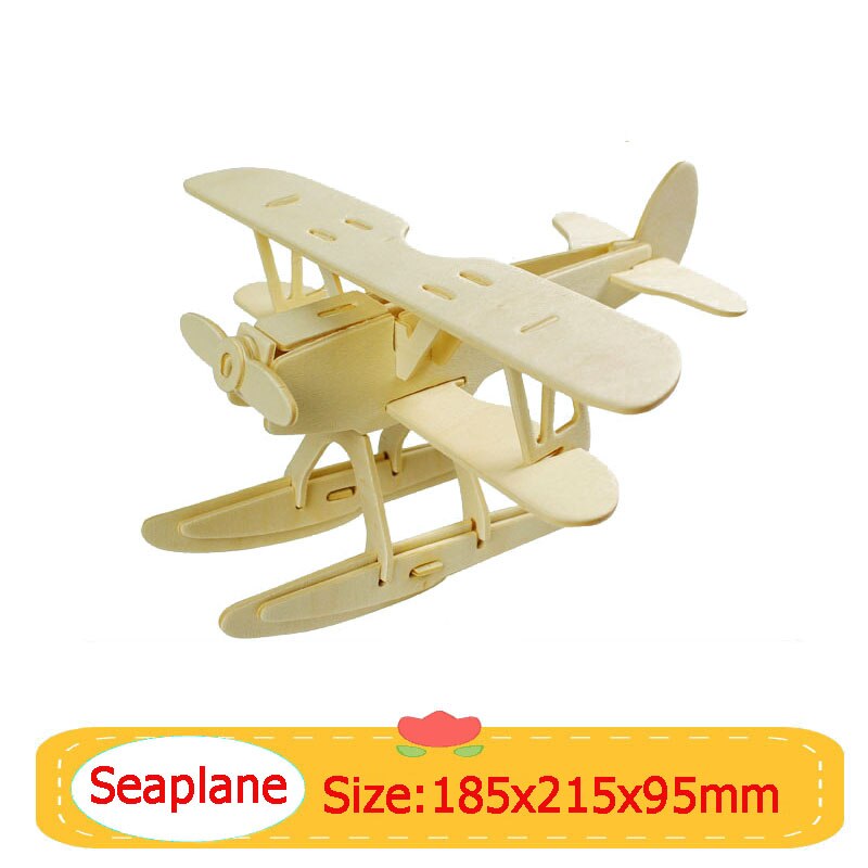 3D Puzzle Wooden Jigsaw Toys Plane Series Vehicle Model Education Toy Game For Children Wood Jigsaw Puzzles Christmas: Seaplane