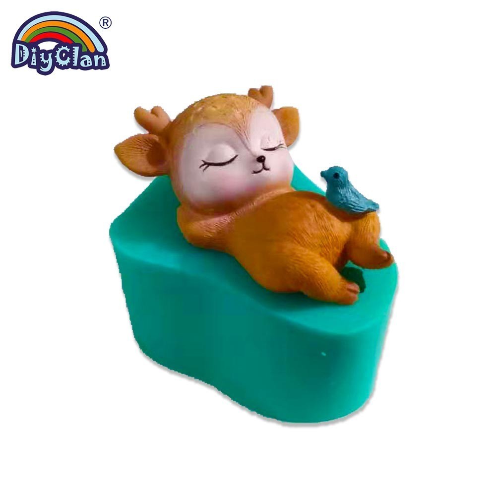 Molde de silicona modelo ciervo SICA para hacer jabón de velas, serie Animal, molde de arcilla del molde para pastel de Fondant, herramientas de decoración de Chocolate y cemento