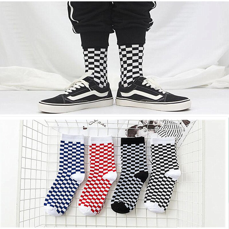 Harajuku stil spaß schachbrett schwarz & weiß kariert aufbringen socken Straße Stil Hüfte hüpfen Skateboard unisex socken