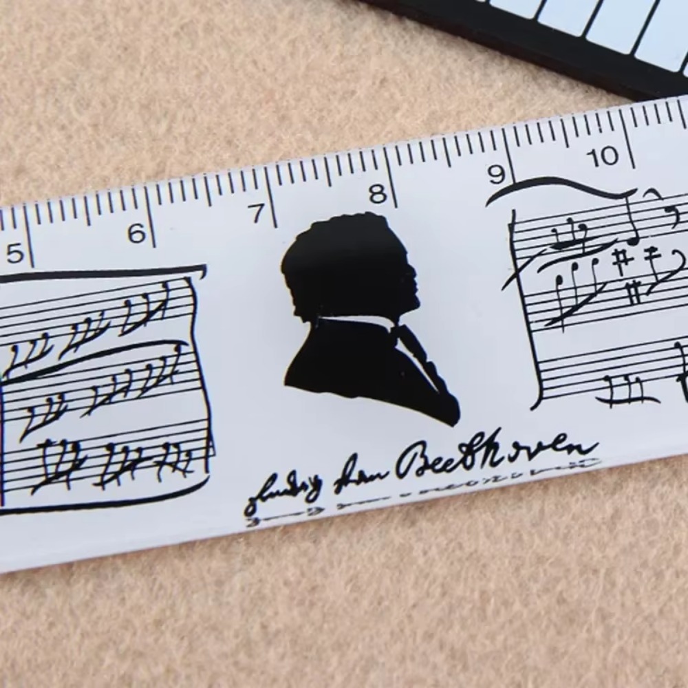 Office Stationery Music Straight Rulers Cat Musical Note Piano Transparent Ruler Bookmarks Measuring Scale Supply