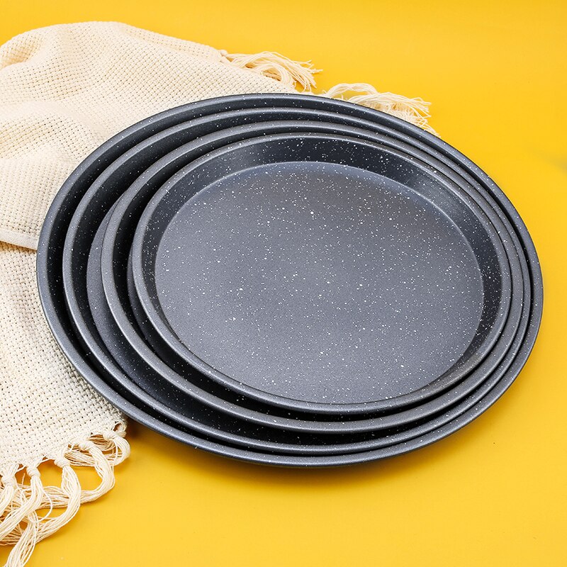 Plaques rondes de pizza 4 taille,mettre au Four en acier de carbone , Revêtement en marbre,Épaisseur 0,6 mm