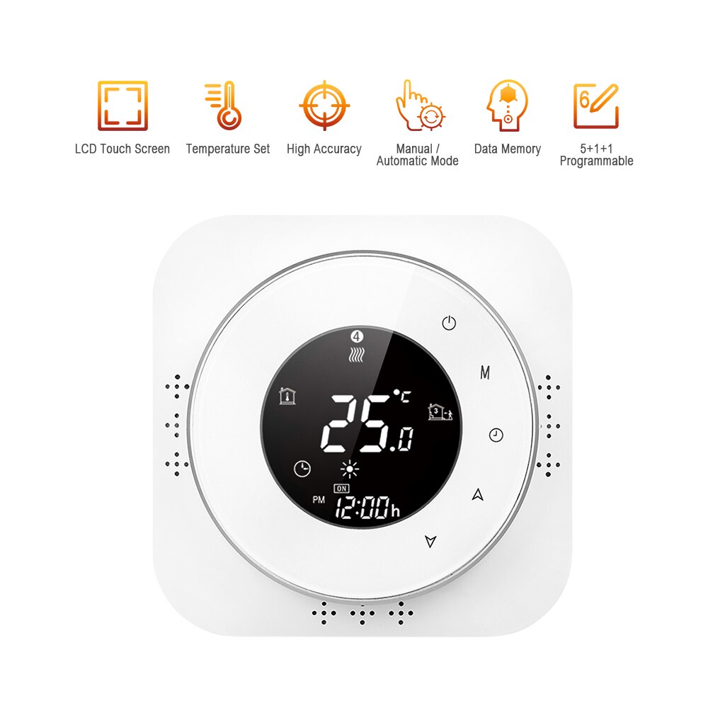 95-240V Programmable Thermostat 5+1+1 Six Periods Touchscreen LCD Water Heating Thermoregulator Temperature Controller: 2-NON APP control