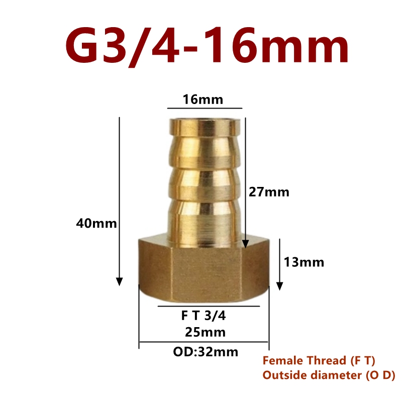 Raccordi per tubi in ottone 8 10 12 14 16 19 25 32mm Tubo flessibile Barb Tail 3/4 1 pollice BSP Filettatura femmina Connettore Giunto Adattatore accoppiatore in rame: WHITE / 1/4 ''