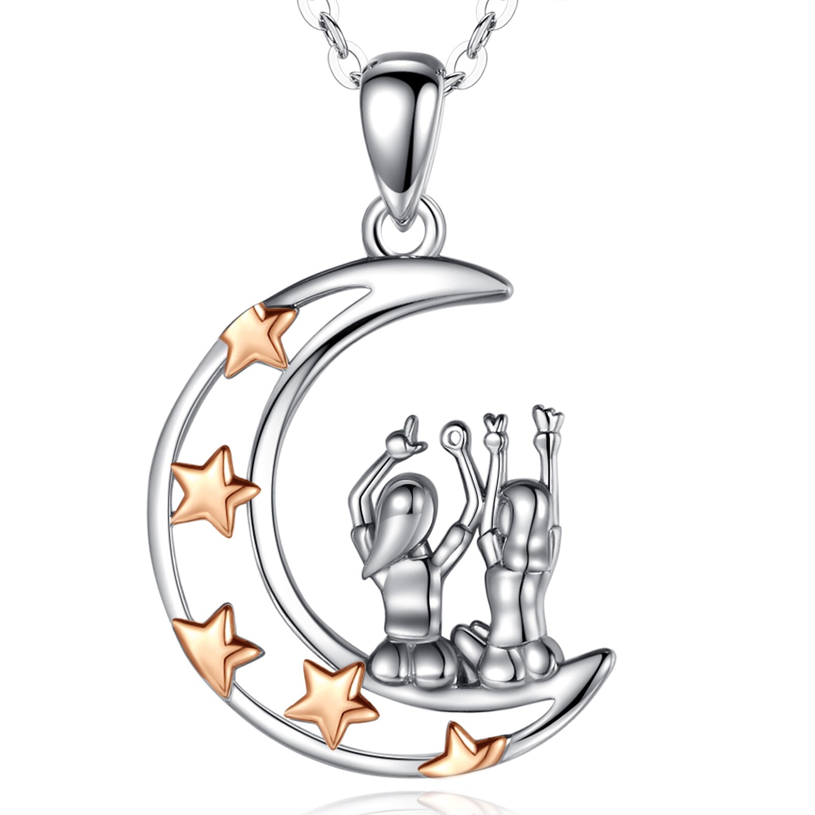 Eudora real 925 sterling silber gute schwester roségold anhänger liebesmond halskette schmuck für geburtstag box cyd 642: Mit 18- zoll-kette