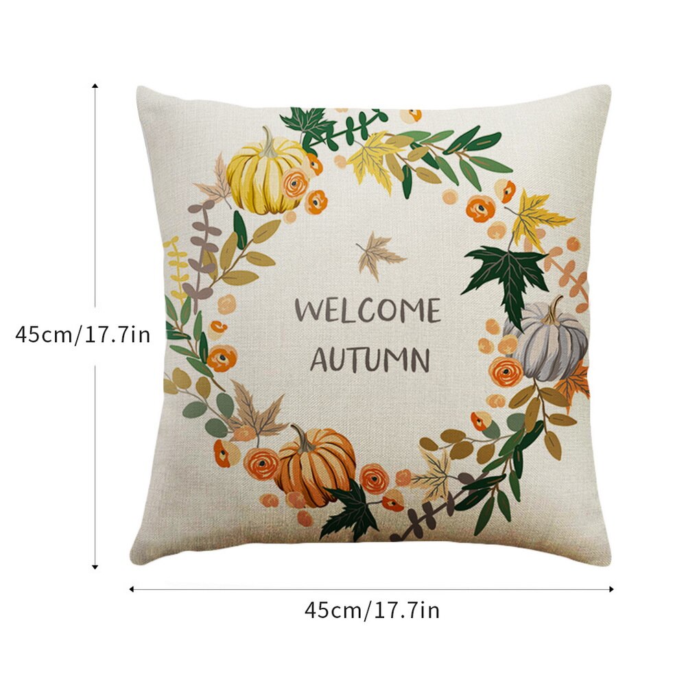 Kussensloop 45X45 Cm Kussenhoes Kussensloop Voor Thuis Sofa Stoel Decoratieve Gelukkig Fall Thanksgiving Dag Thuis decoratie 1 Pc: A