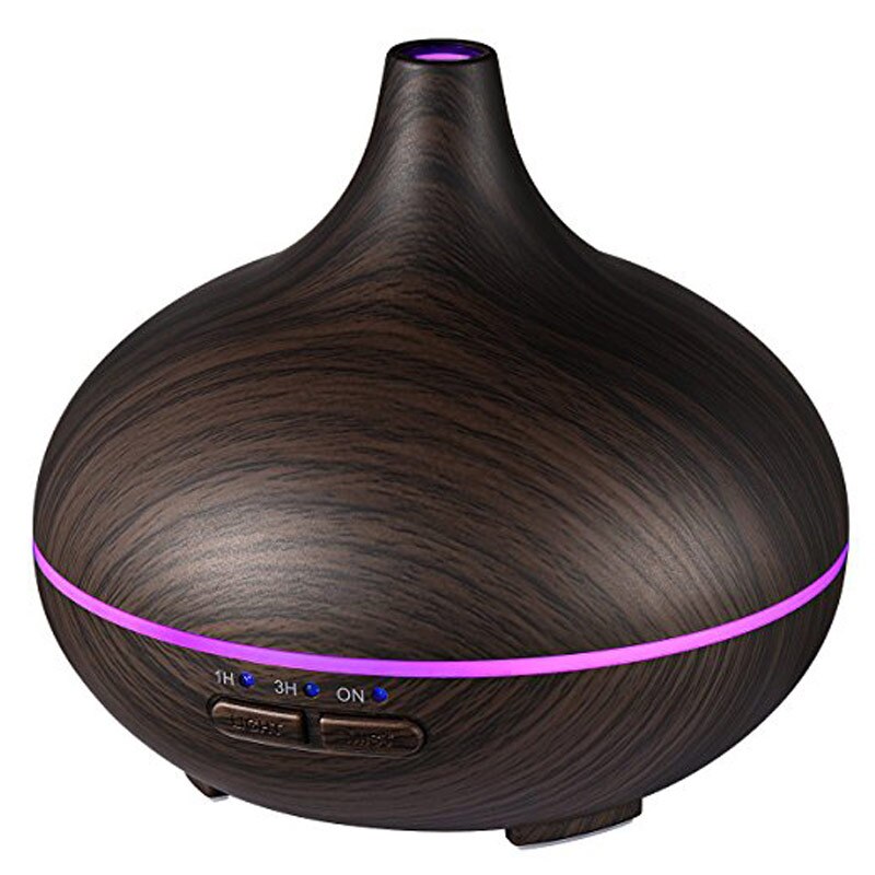 150ml Aroma Ätherisches Öl Diffusor Ultraschall-luftbefeuchter mit 4 Timer Einstellungen 7 Farbwechsel LED lampe Ganze Haus humidi: dunkel Holz / EU