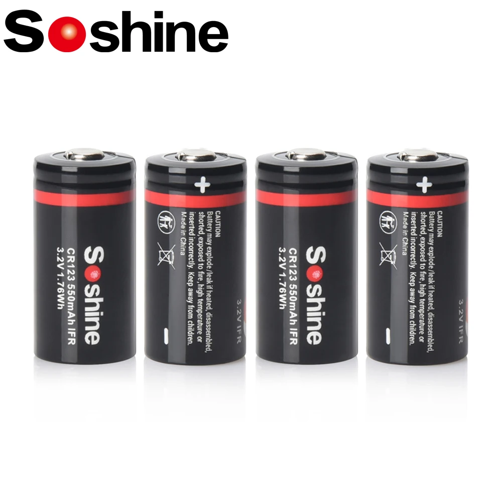 Soshine 16340 550 mAh LiFePO4-Akku RCR123 3,2 V wiederaufladbarer Akku 2000 Zeitentladezyklus für Taschenlampe, Scheinwerfer, Mini-Lüfter